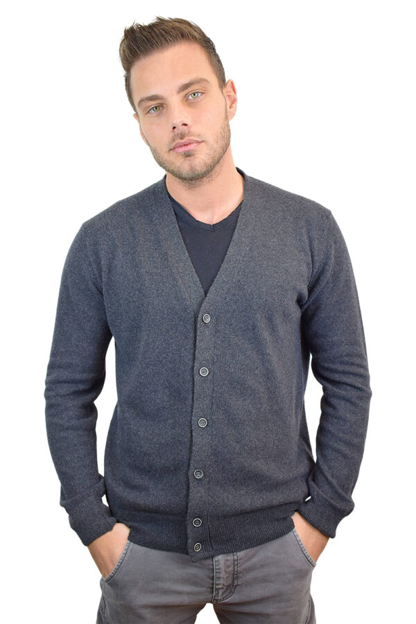 cardigan antracite con bottoni da uomo