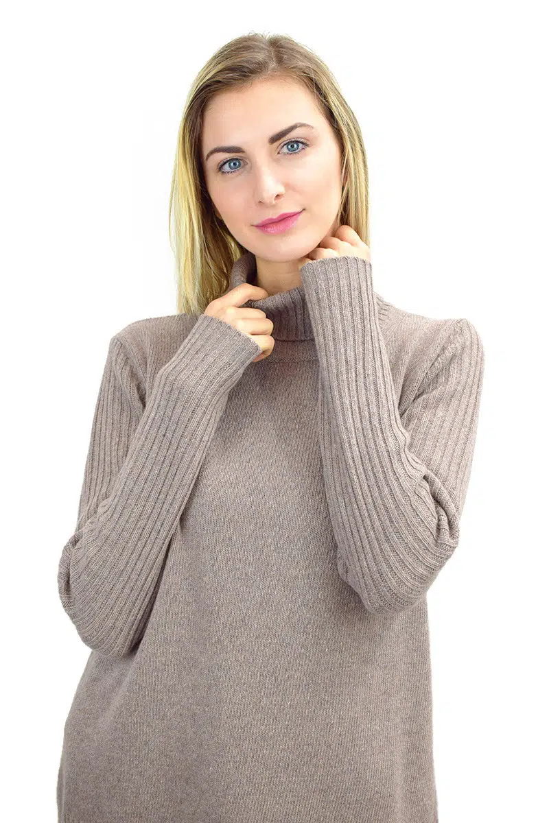 Maglione a collo alto donna in Puro Cashmere