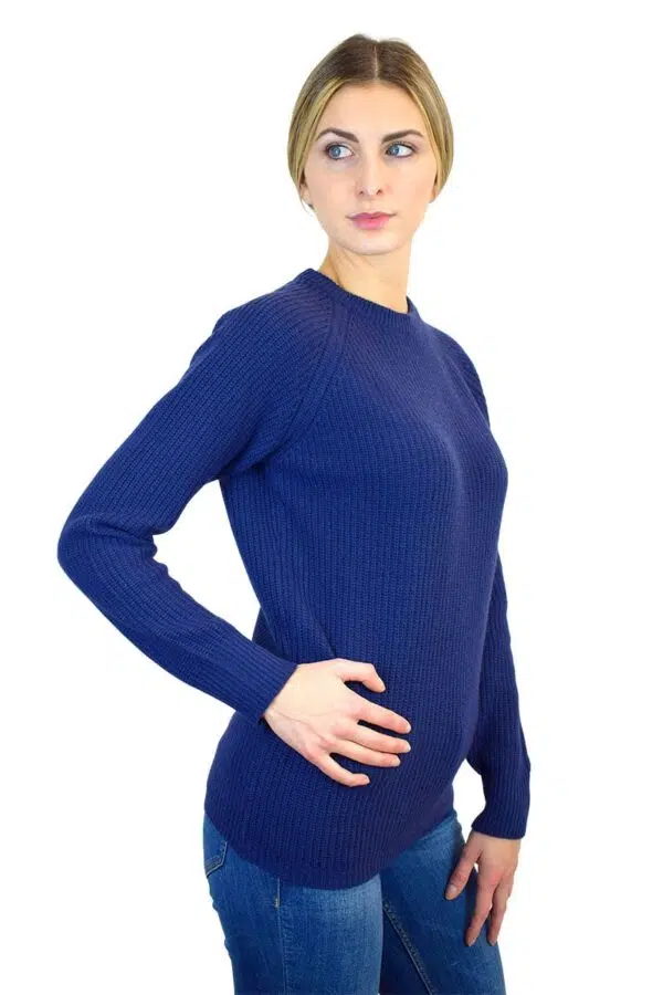 maglia inglese donna paricollo blu