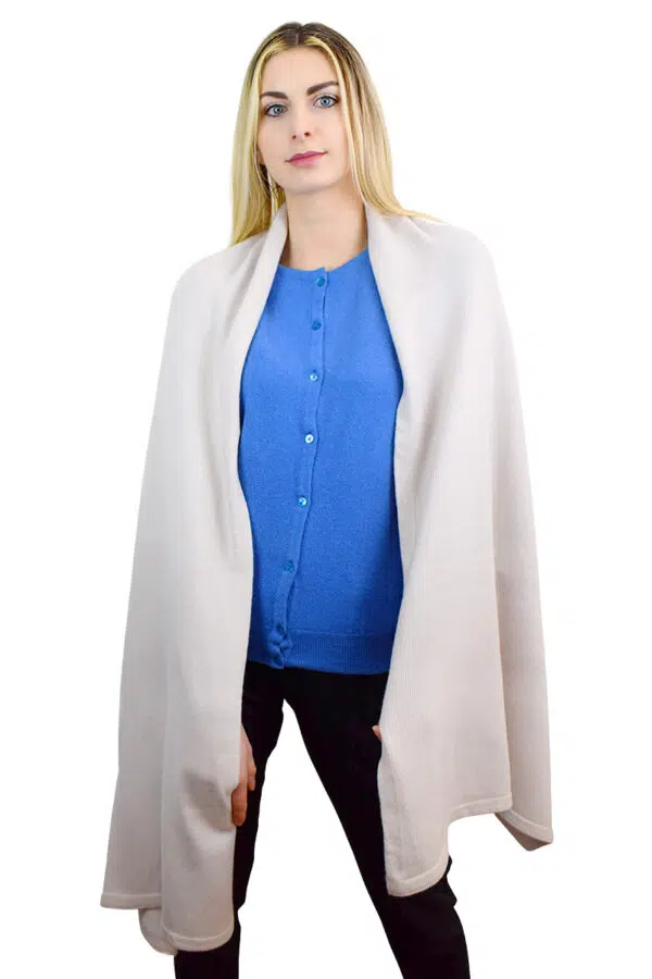 stola bianca in puro cashmere