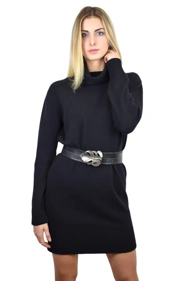 Vestito nero in puro cashmere