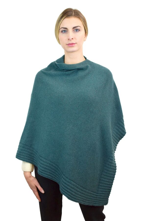 poncho verde in cashmere da donna