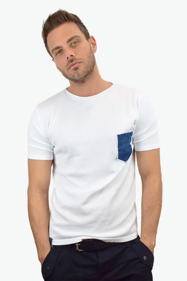 t-shirt bianca cotone bio da uomo3