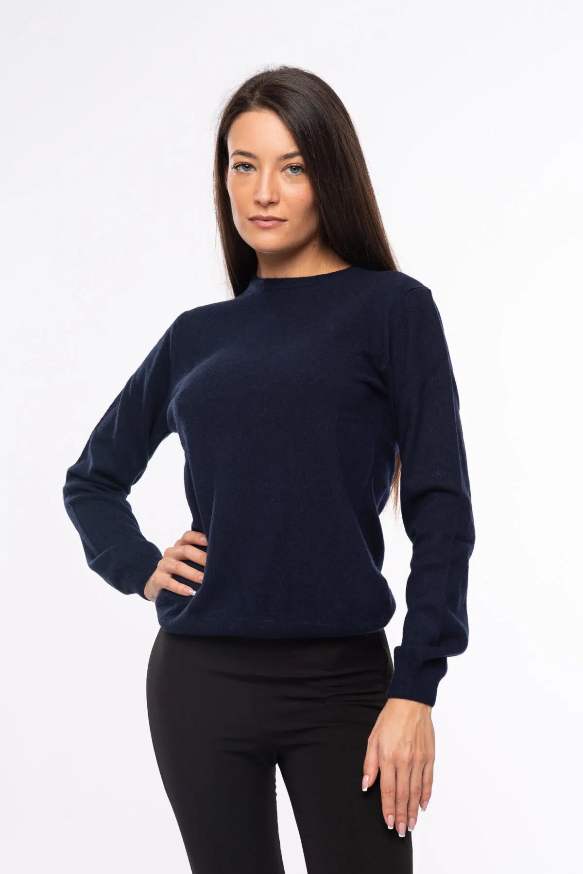 girocollo donna eco cashmere blu