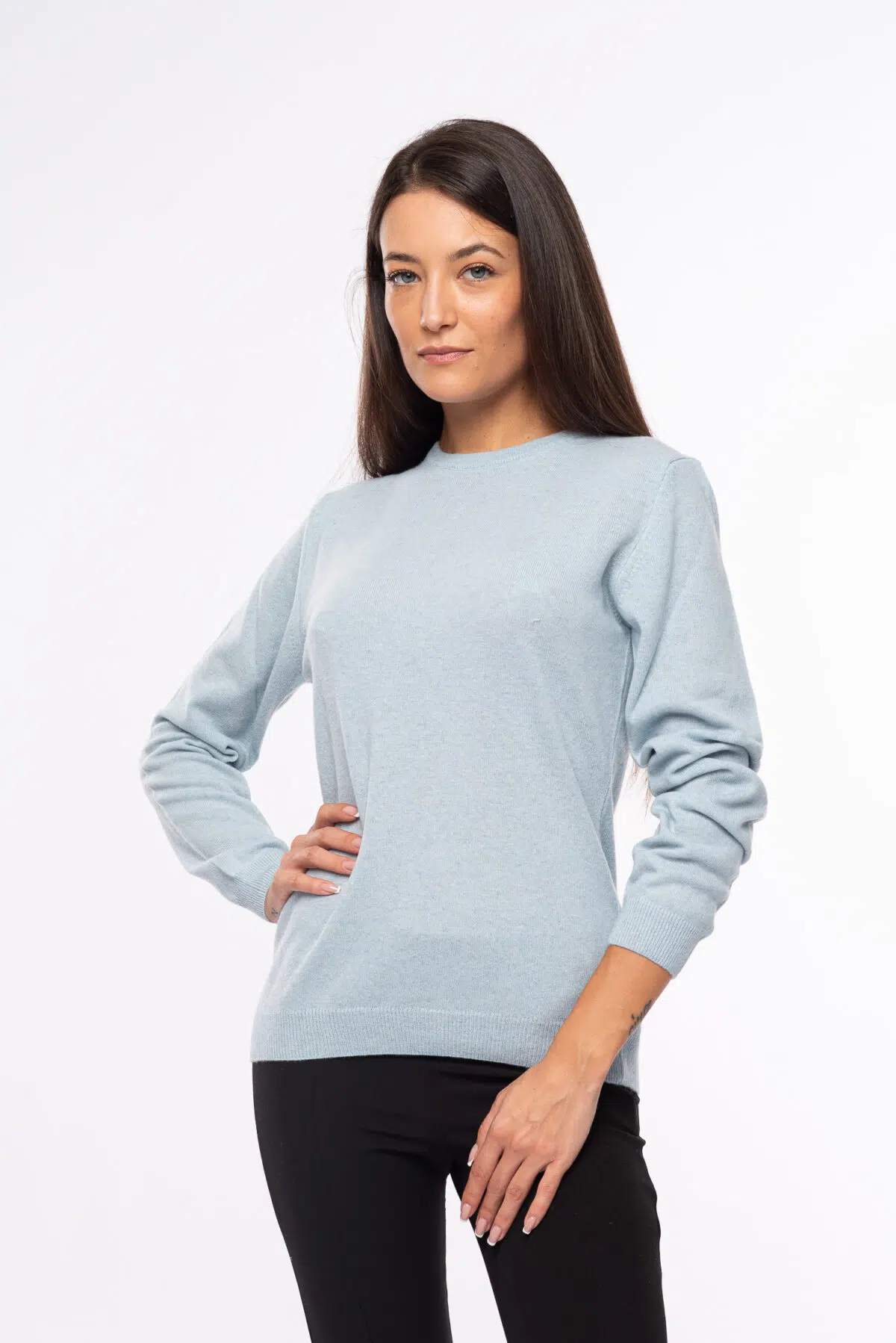 girocollo donna eco cashmere celeste