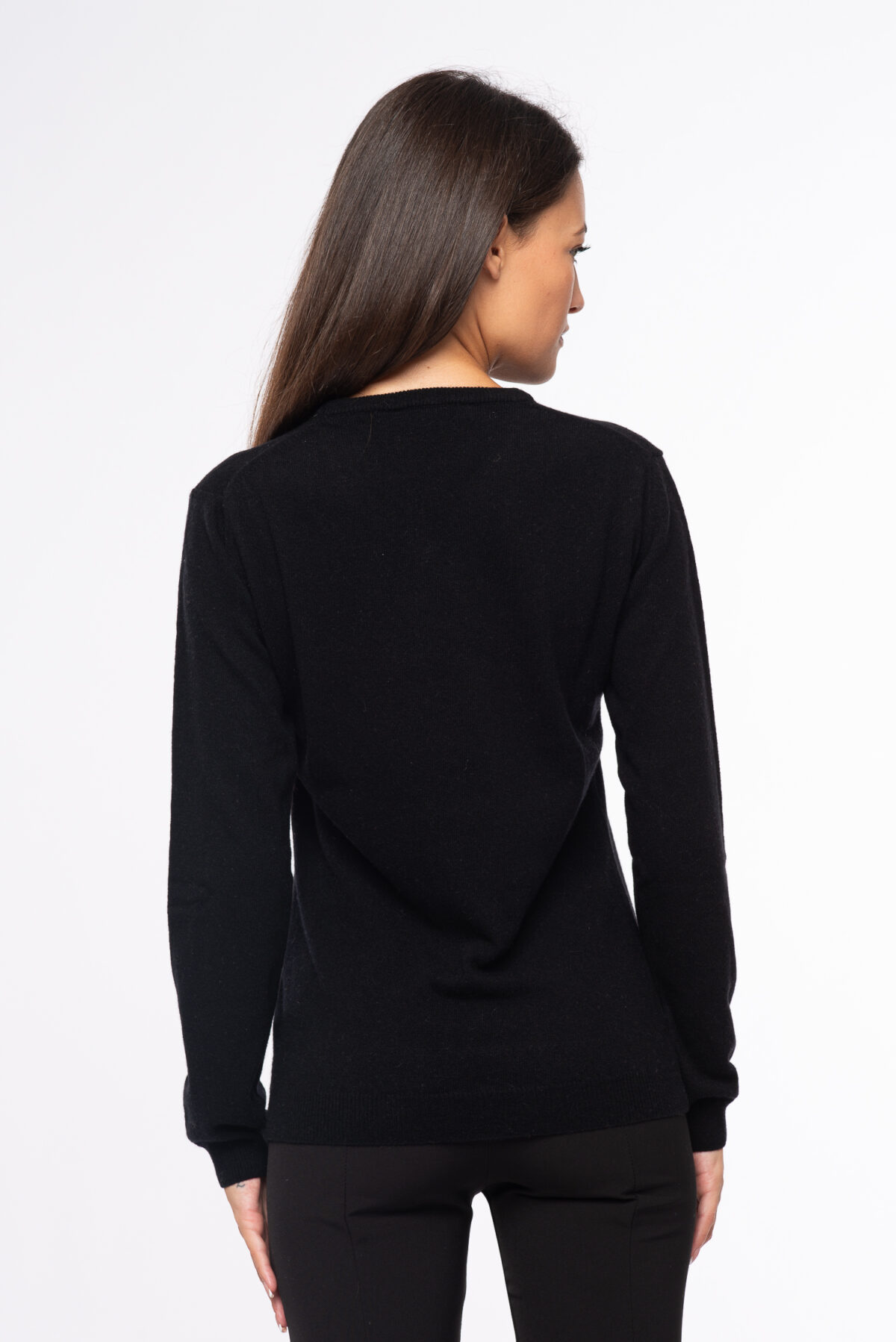 maglioncino scollo v donna ecocashmere nero2