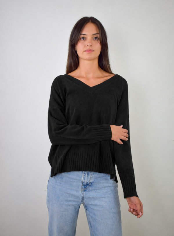 Scollo V Over Donna Puro Cashmere 2027 Nero
