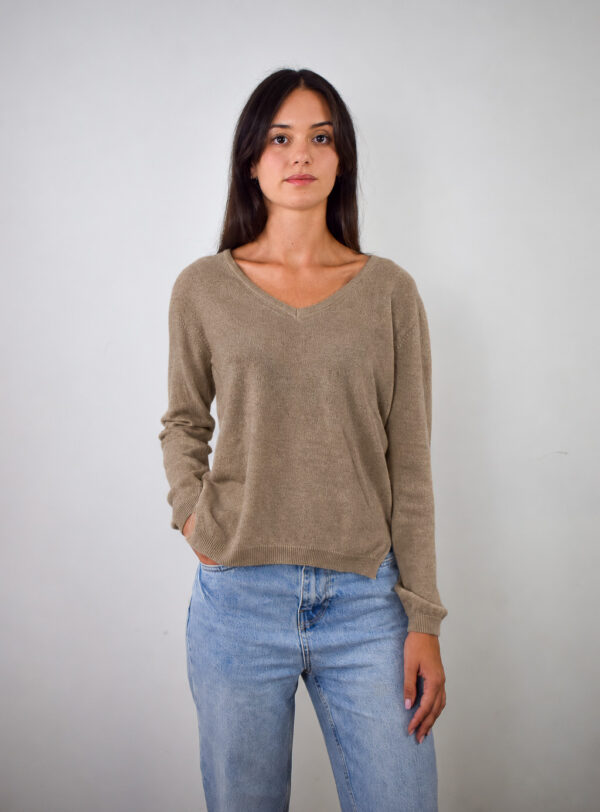 Scollo V Donna Puro Cashmere 2027 Beige Naturale